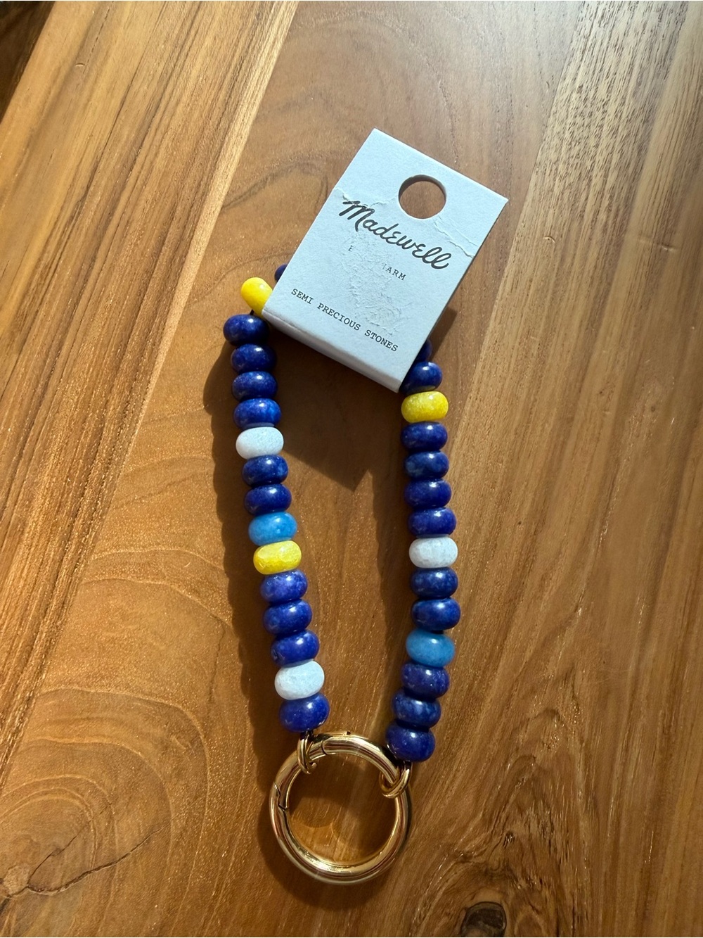 NWT Madewell Bag Charm Blue Semi Precious Stones NV976 Only One Keyring MSRP $48